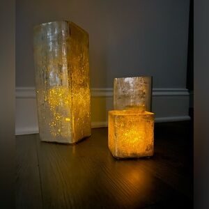 Beautiful trio of mercury glass candle holders